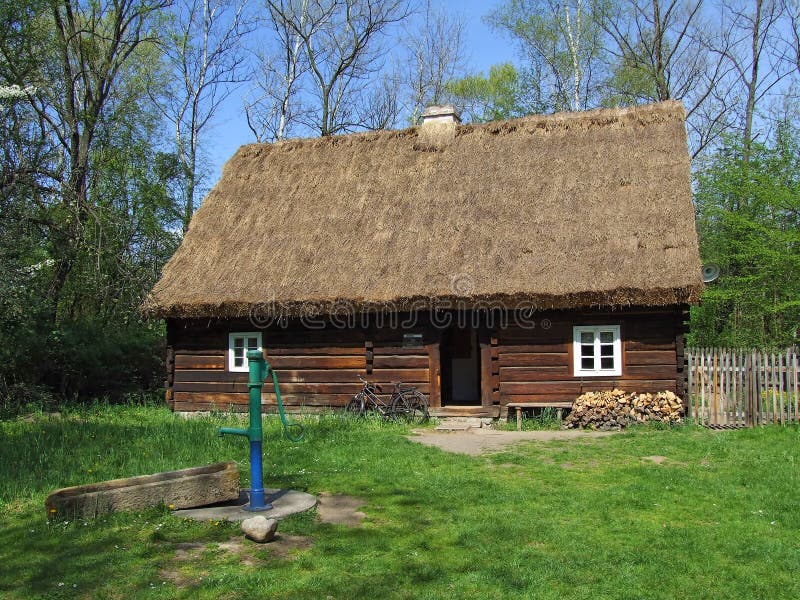 Old wooden hut in village