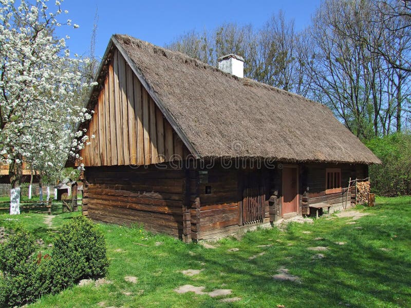 Old wooden hut in village