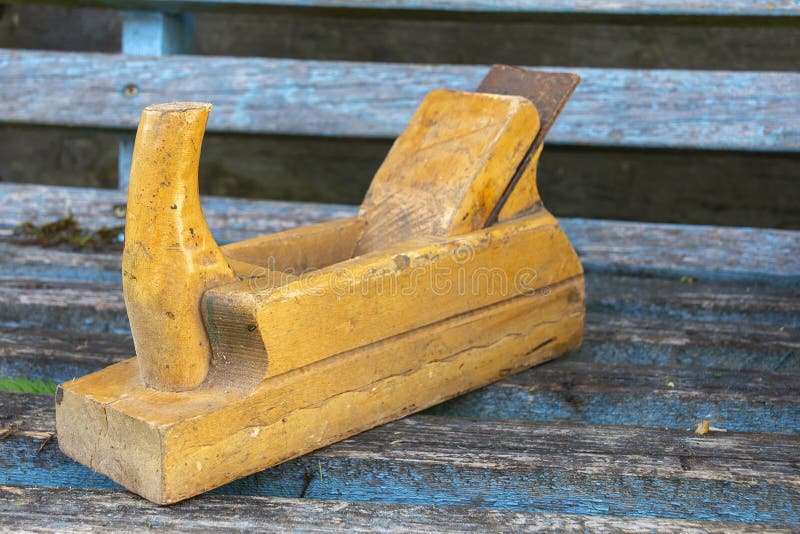 Old Wooden Jointer on Old Wooden Boards. the Concept of Wood Processing
