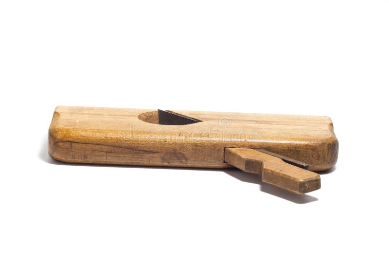 Old Wooden Jointer Tool Isolated on White Stock Image Image of handle