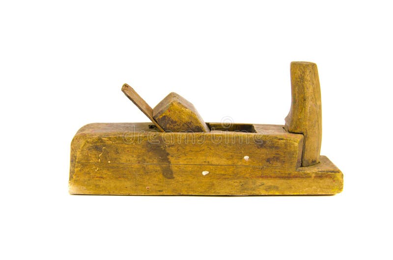 Old Wooden Jointer Tool Isolated on White Stock Image Image of handle