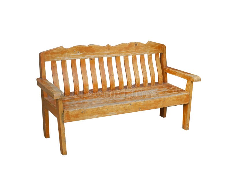 Old Wooden Long Chair Isolated On White Background Stock Photo Image