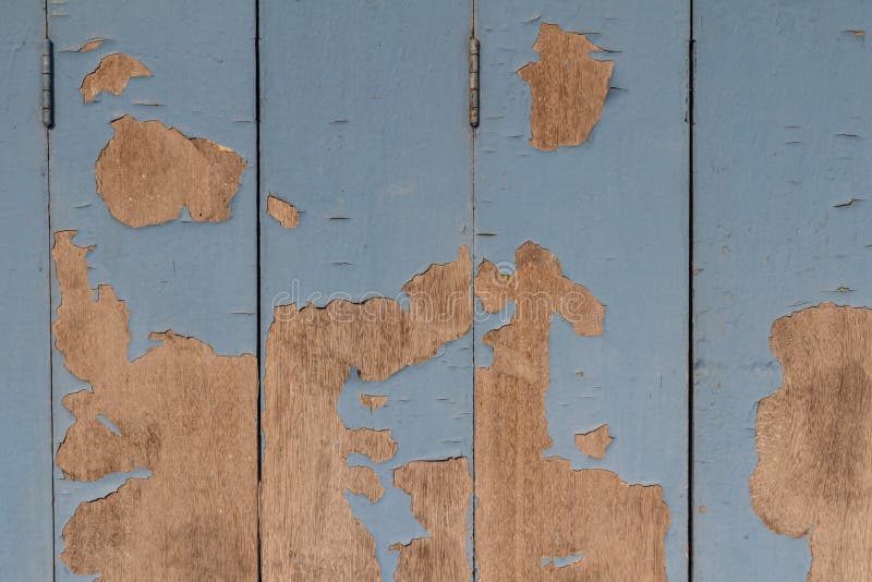 Old Wooden Painted Light Blue Rustic Background, Paint Peeling Stock