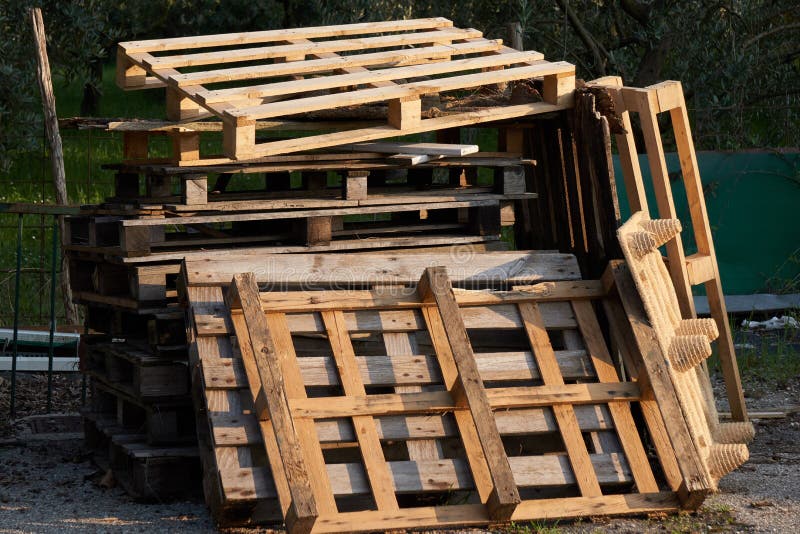 Old Wooden Pallets for Recycling Stock Photo Image of factory