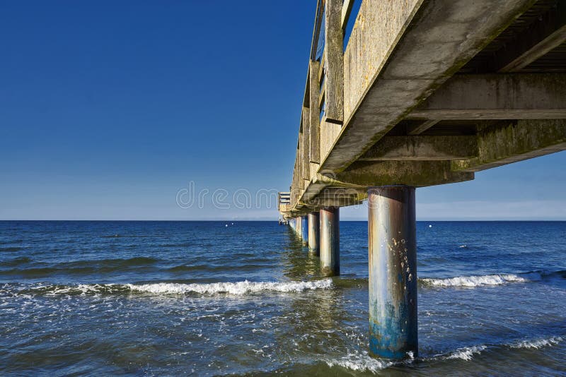Old wooden pier on the baltic sea
