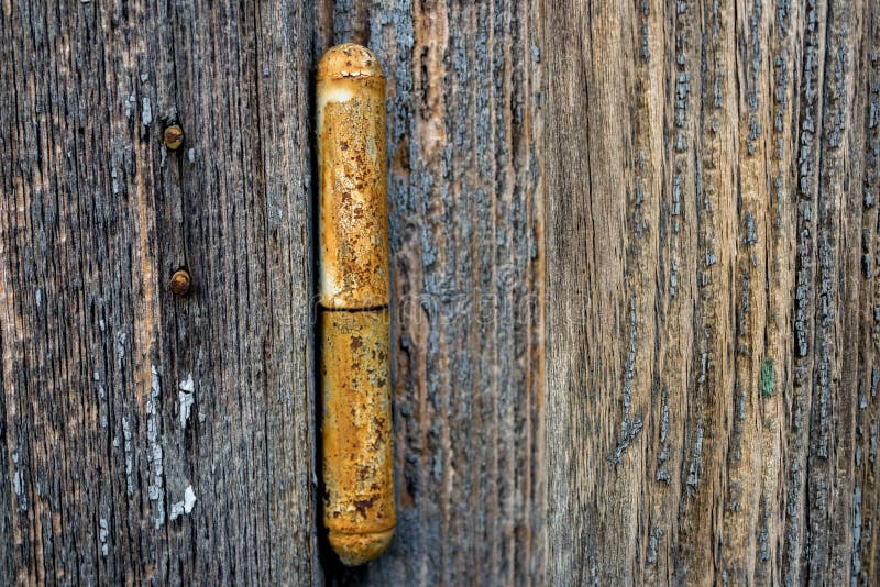 Old wooden planks close up with metal hinge. Old wooden planks close up with metal hinge