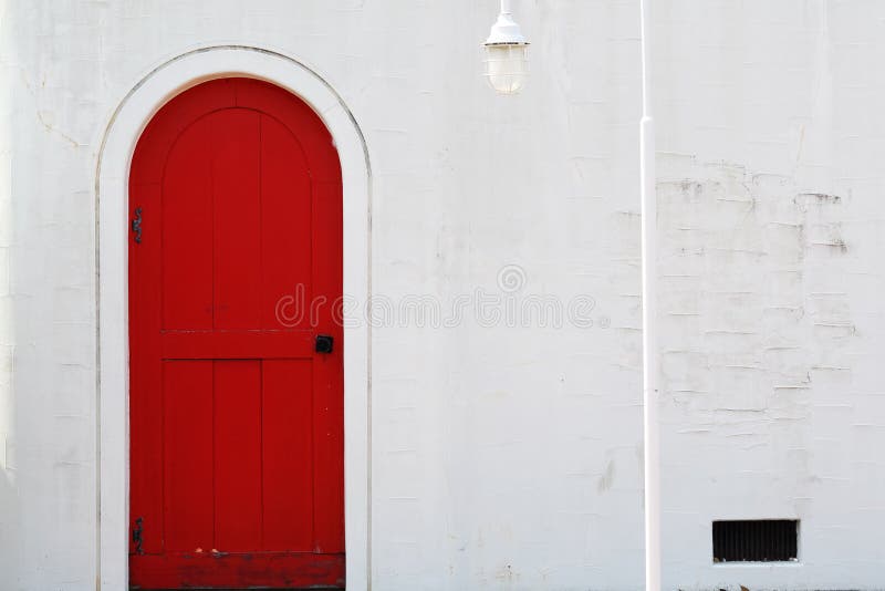 Old wooden red door