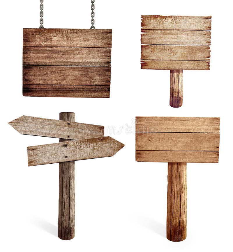 Old wooden road signs set isolated stock photography Old wooden road signs set isolated stock photography