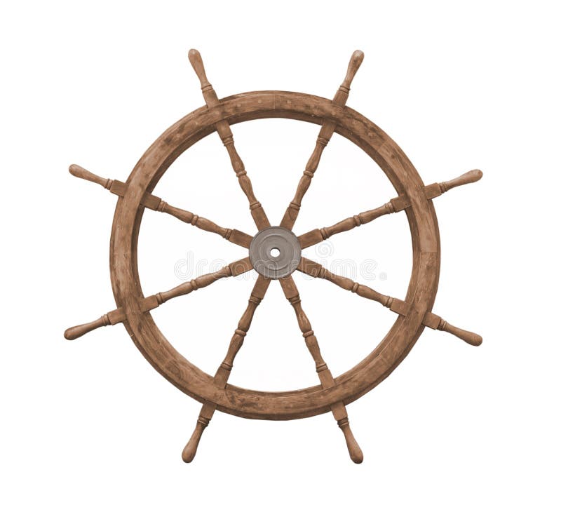 Old wooden ships wheel isolated. royalty free stock photography Old wooden ships wheel isolated. royalty free stock photography