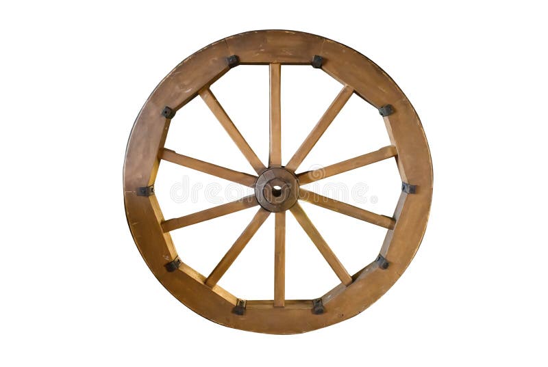 Old wooden wheel isolated stock image Old wooden wheel isolated stock image
