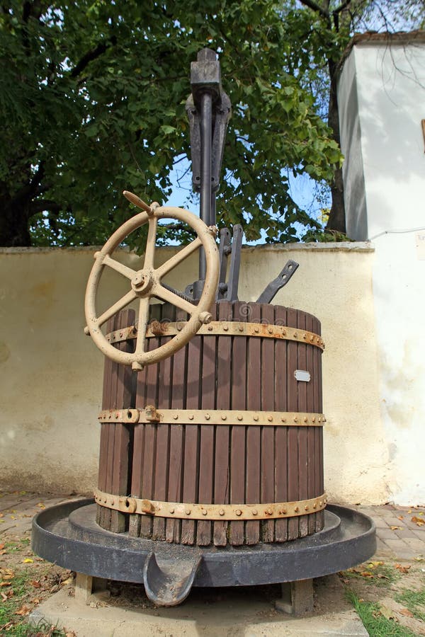 Old wooden wine press stock image. Image of museum, viticulture 16606641