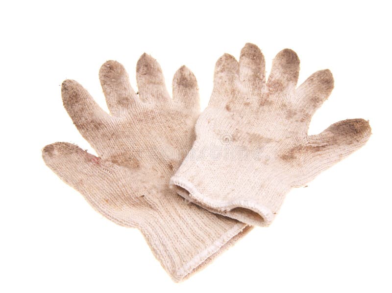 Old working gloves isolated on white background. Pair working gloves stock images, royalty-free photos and pictures