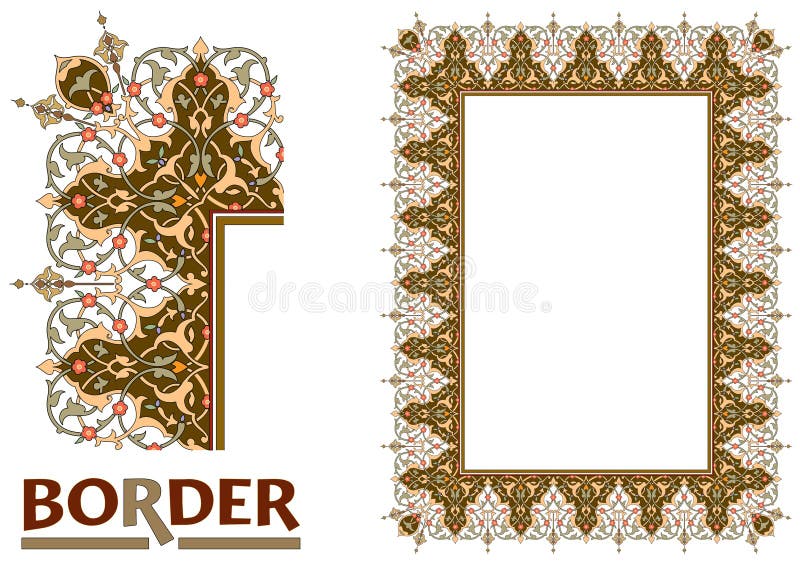 Old World Borders Vector - Tiled frame in plant leaves and flowers Framework Decorative Elegant style