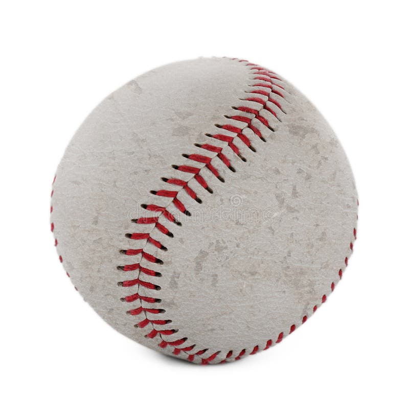 Old worn baseball ball on white background royalty free stock image