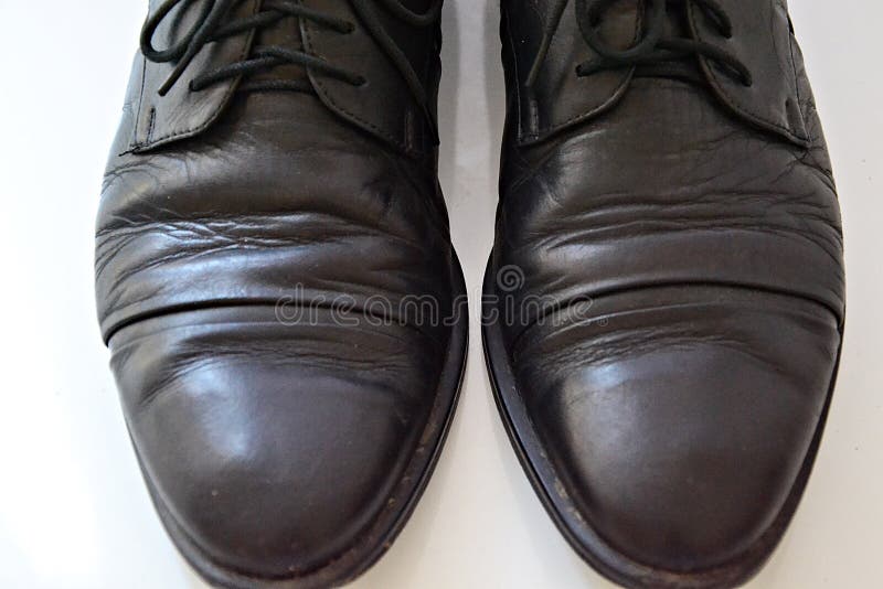 Old Worn Black Men's Oxford Shoes Stock Photos Free & RoyaltyFree
