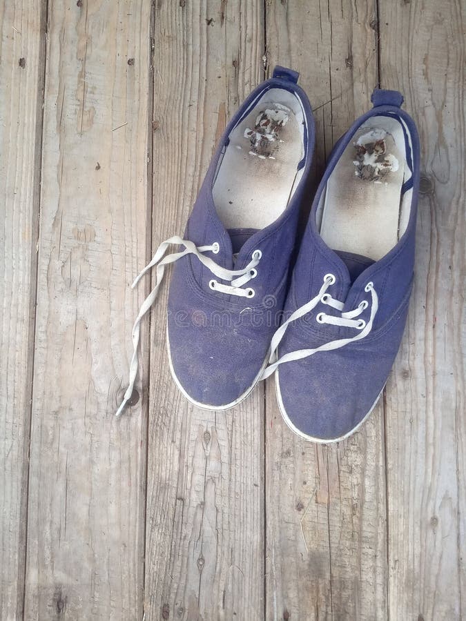 Old Worn Out and Dirty Blue Sneakers Stock Photo - Image of long, junk ...