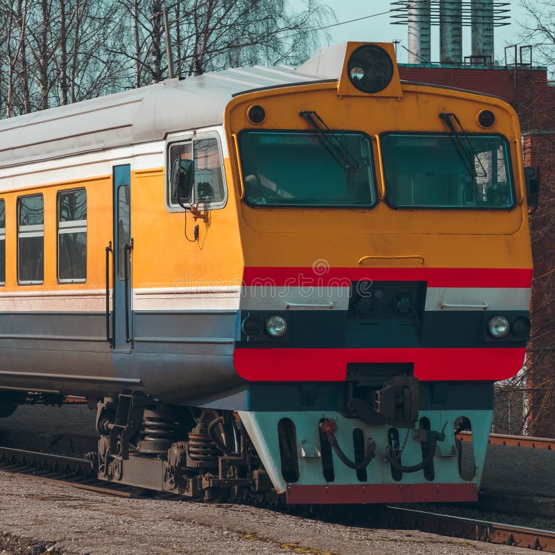 Yellow diesel train stock image. Image of ride, railway 99618127