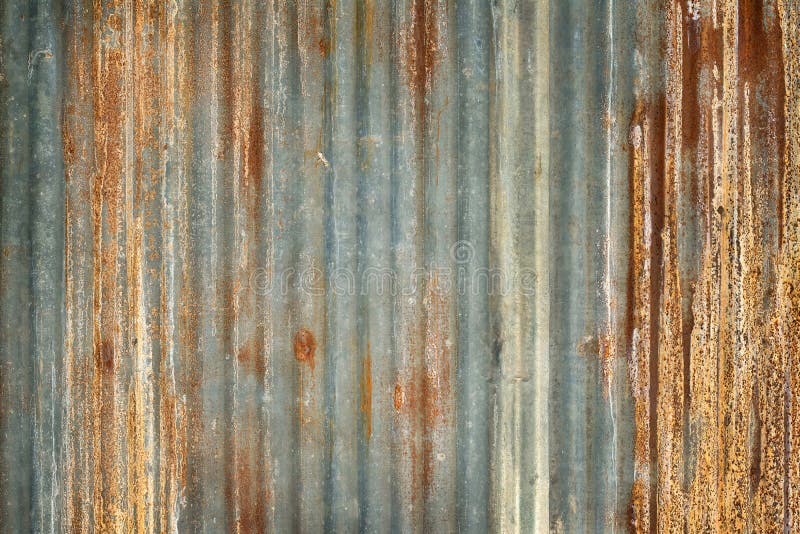 Old Zinc Wall Texture Background, Rusty on Galvanized Metal Panel