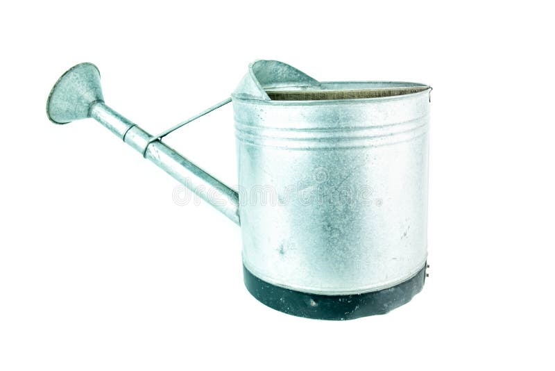 Old Zinc Watering Can on White Background Stock Image Image of tool