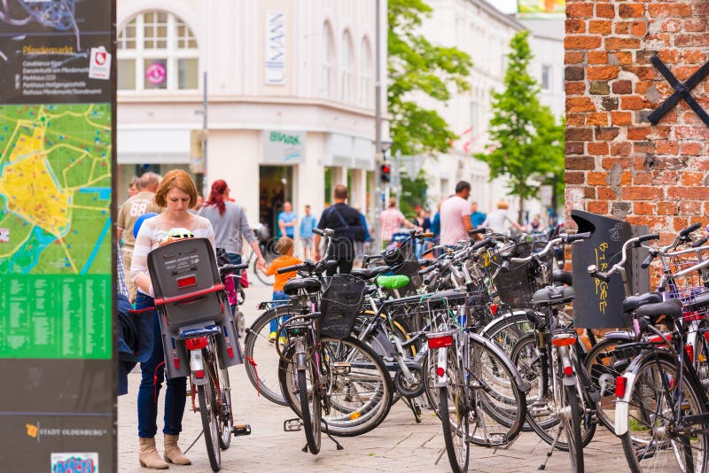 OLDENBURG, GERMANY JUNE 10, 2017 Large Parking for Bicycles. Copy