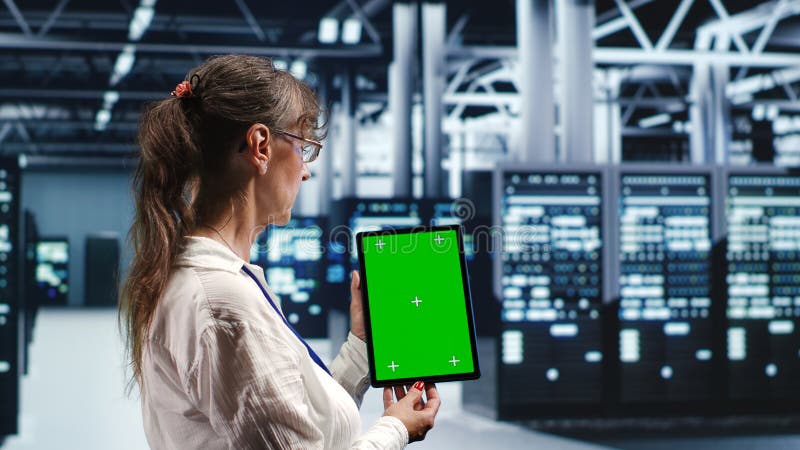 Mockup tablet servers fixing royalty free stock photo