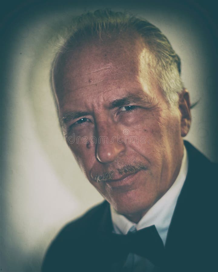 Older man with mustache vintage color