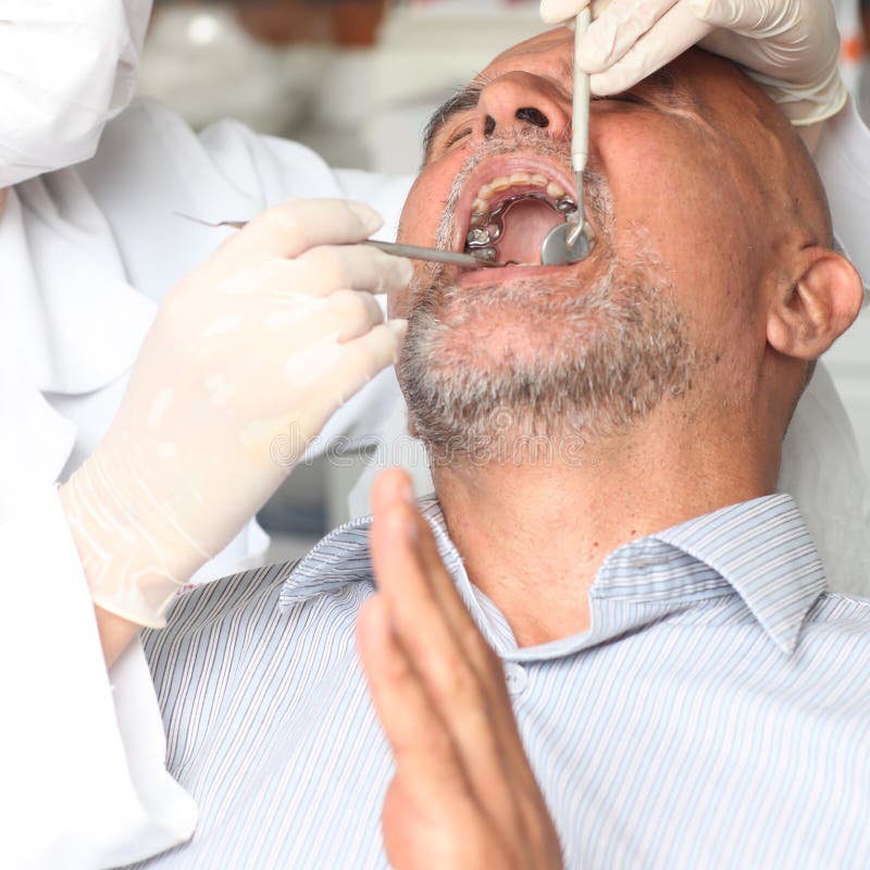 Older Man with Toothache at the Dentist Stock Photo Image of exam