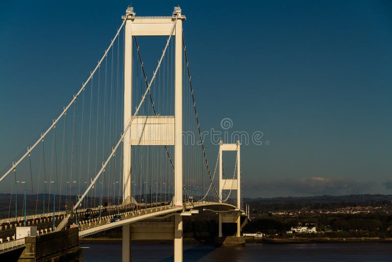 The Older Severn Crossing, Suspension Bridge Connecting Wales Wi Stock