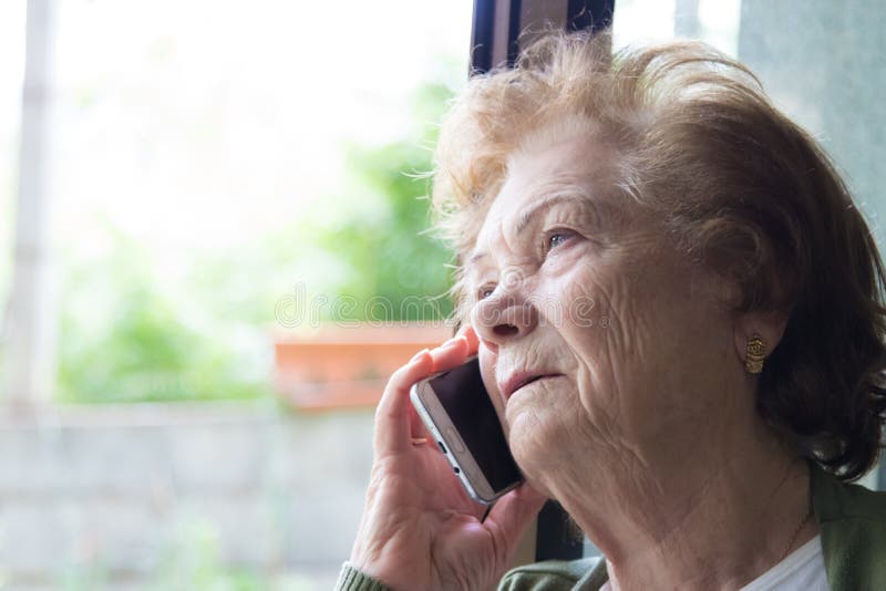 Senior Woman Talking On The Cell Phone Or Smartphone Stock Image Image Of Cell Portrait