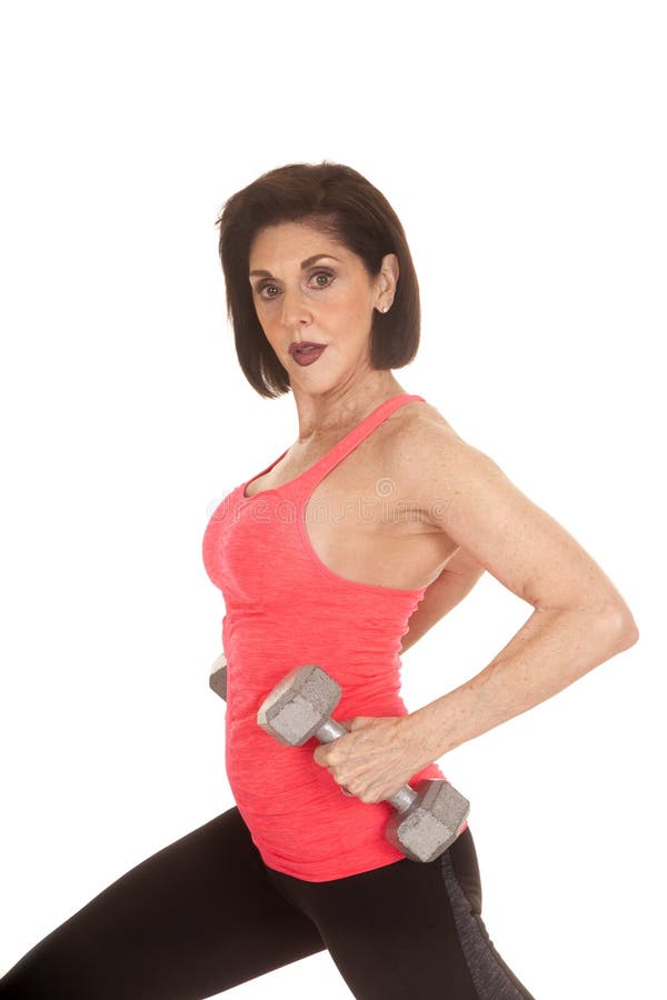Older Woman Workout Weights Side Look Stock Image Image of arms, mature 38123333