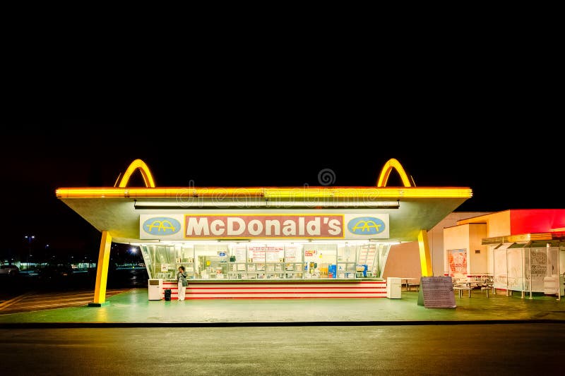 The oldest operating McDonald`s restaurant in the world in Downey, Los Angeles, California, USA