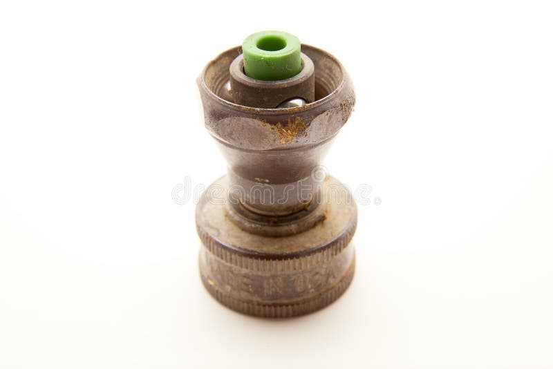 Rusty Old Gardening Water Hose Attachment royalty free stock photography Rusty Old Gardening Water Hose Attachment royalty free stock photography
