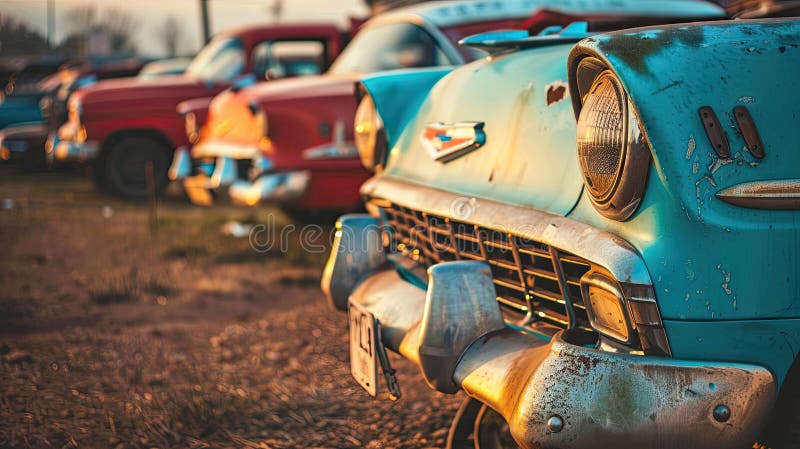 Oldtimer entlang rustikaler Straßen gesäumt lizenzfreies stockfoto