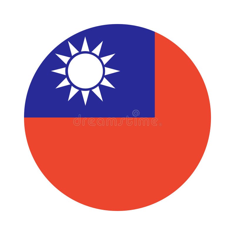 Taiwan flag circle icon. Round national flag of Taiwan badge. Taiwan flag circular button. State in Asia. Roundel Taiwan flag. royalty free illustration