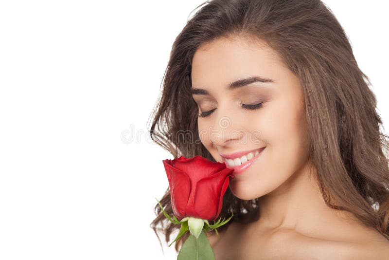 Oler una rosa. imagen de archivo. Imagen de entusiasmo - 36500015