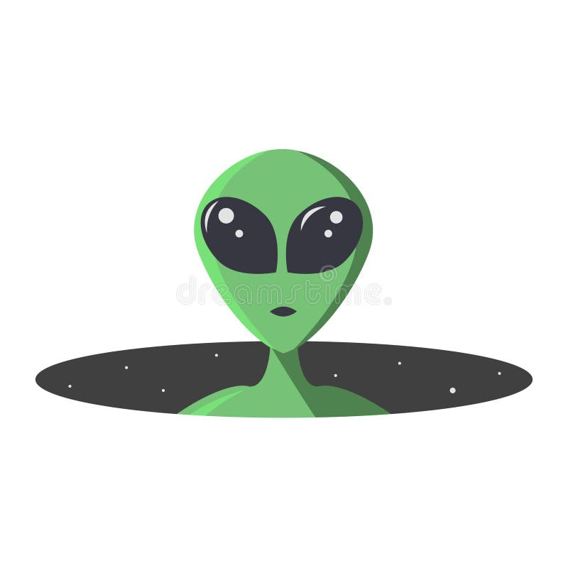 Alienígena Verde Com Olhos Grandes Olha Para Nós Através Do Buraco Redondo  Do Espaço Com Estrelas. Extraterrestre Em Estilo De Desenho Animado Plano  Para T-shirt, Impressão Ou Têxtil. Ilustração Vetorial Com Espaço