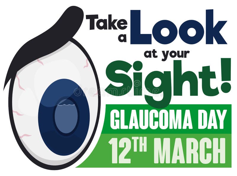 Olho doente dos desenhos animados que promove a conscientização no dia da glaucoma do mundo, ilustração do vetor ilustração stock Olho doente dos desenhos animados que promove a conscientização no dia da glaucoma do mundo, ilustração do vetor ilustração stock
