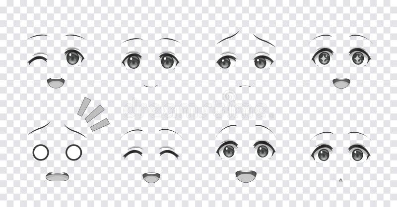 Olhos Azuis Das Emo??es De Meninas Do Manga Do Anime Ilustração do Vetor -  Ilustração de emoticon, feliz: 148813357