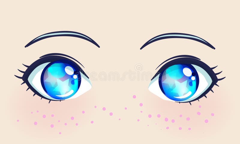 Olhos Azuis Das Emo??es De Meninas Do Manga Do Anime Ilustração do Vetor -  Ilustração de emoticon, feliz: 148813357