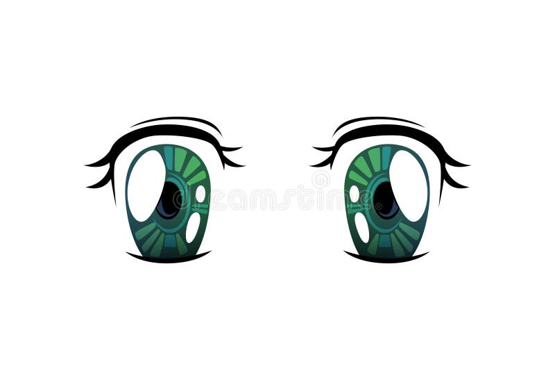 Olhos brilhantes de Cololrs verde, olhos bonitos com reflexões claras Manga Japanese Style Vetora Illustration ilustração stock Olhos brilhantes de Cololrs verde, olhos bonitos com reflexões claras Manga Japanese Style Vetora Illustration ilustração stock