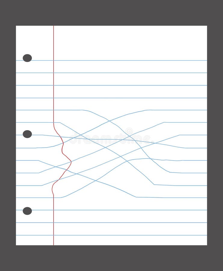 Uma Folha De Notas Escolares Tem Linhas Que Apontam Em Todas As Direções  Erradas Ilustração Stock - Ilustração de folha, linhas: 172964724