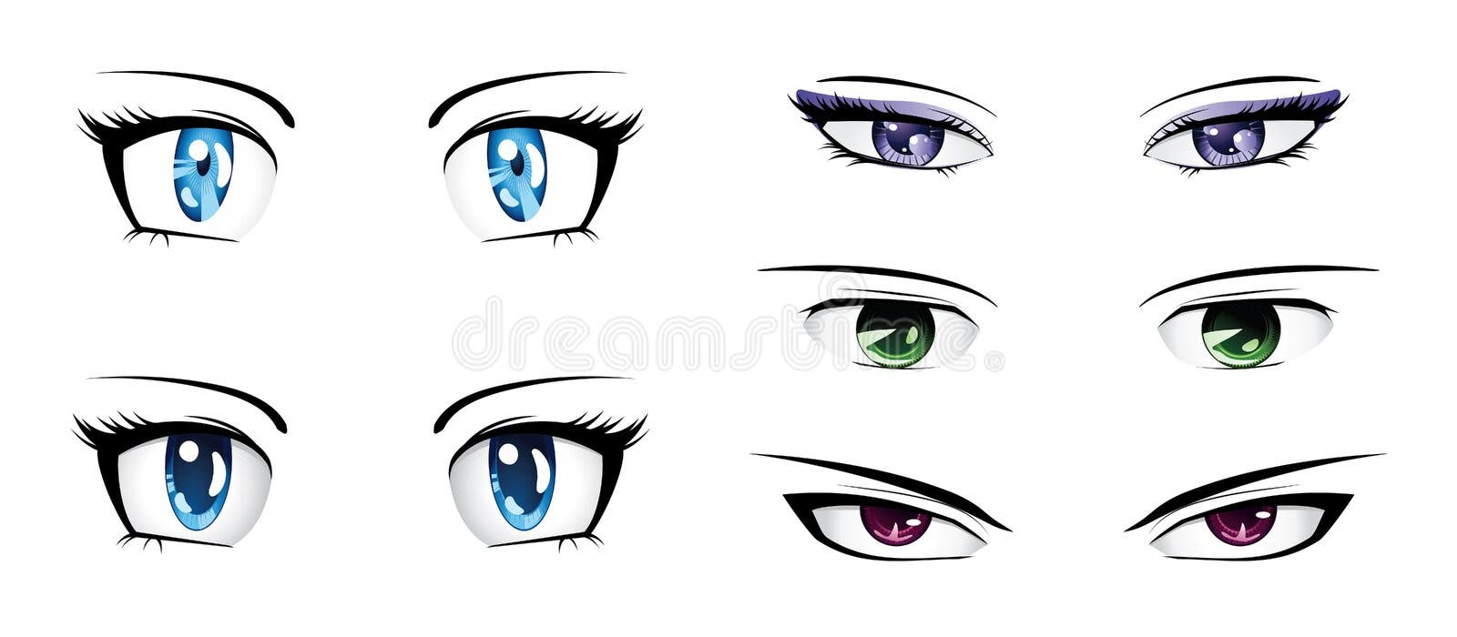 Olhos do homem do Anime ilustração do vetor. Ilustração de elemento -  34872615