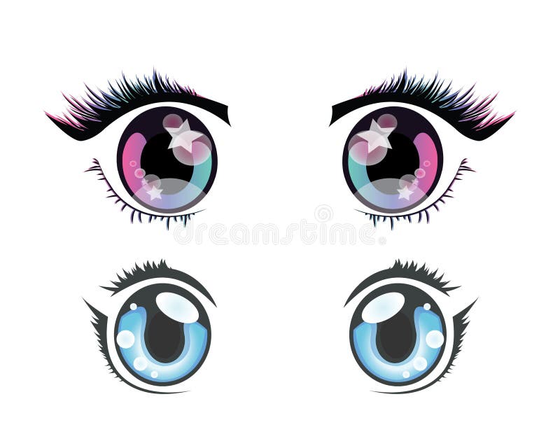 Surpreso Rosto Anime. Manga Estilo Grandes Olhos Azuis, Pouco Nariz E Boca  Kawaii. Mão Desenhada Ilustração Vetorial Dos Desenhos Animados. Royalty  Free SVG, Cliparts, Vetores, e Ilustrações Stock. Image 148729005