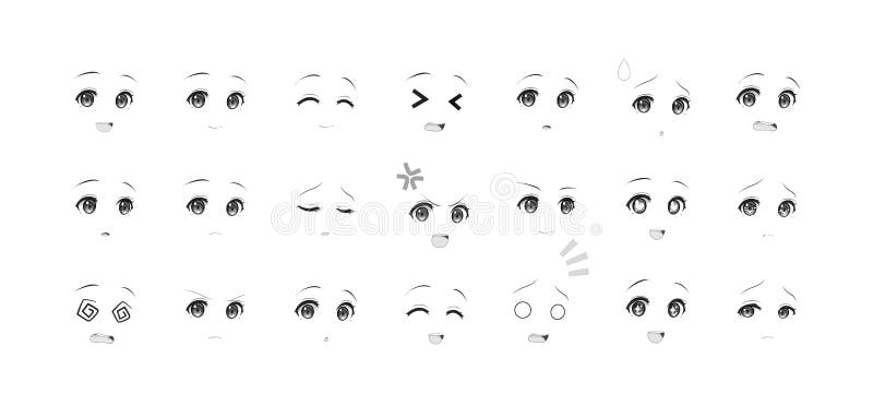 Conjunto de olhos de anime estilo mangá japonês ilustração