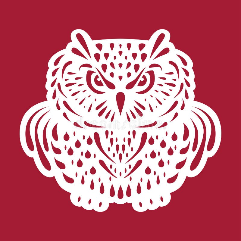 Owl. Templates for laser cutting, plotter cutting, wood carving or printing. Christmas decoration. Cutout openwork toy. Vector monochrome illustration. Owl. Templates for laser cutting, plotter cutting, wood carving or printing. Christmas decoration. Cutout openwork toy. Vector monochrome illustration.