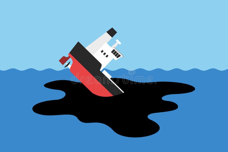 Oliemorserij op het water na neerstorting en gootsteen van tanker royalty-vrije illustratie Oliemorserij op het water na neerstorting en gootsteen van tanker royalty-vrije illustratie