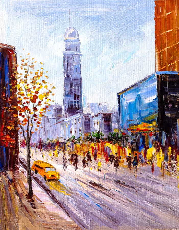 Olieverfschilderij - Stadsmening van New York vector illustratie Olieverfschilderij - Stadsmening van New York vector illustratie