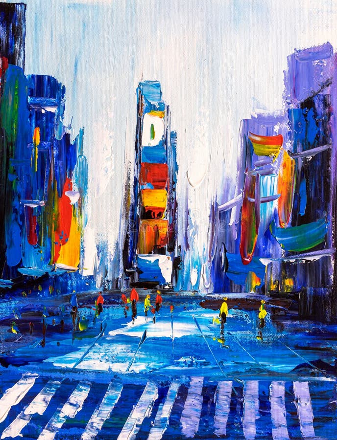 Olieverfschilderij - Stadsmening van New York stock illustratie Olieverfschilderij - Stadsmening van New York stock illustratie