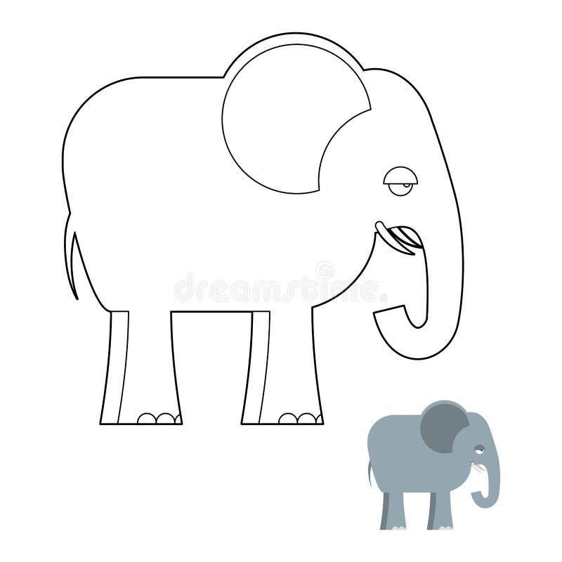 Olifants kleurend boek Groot Dier van wildernis met lange boomstam vector illustratie Olifants kleurend boek Groot Dier van wildernis met lange boomstam vector illustratie