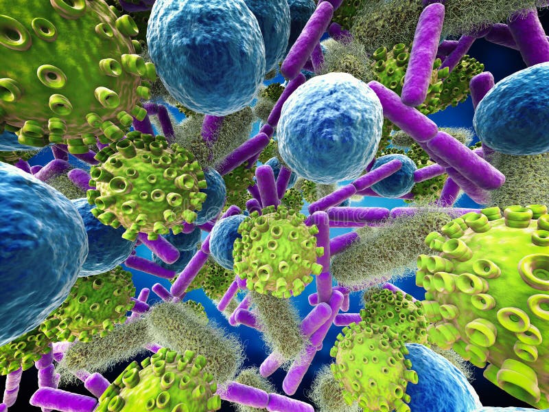 Olik bakterieceller och virus vektor illustrationer